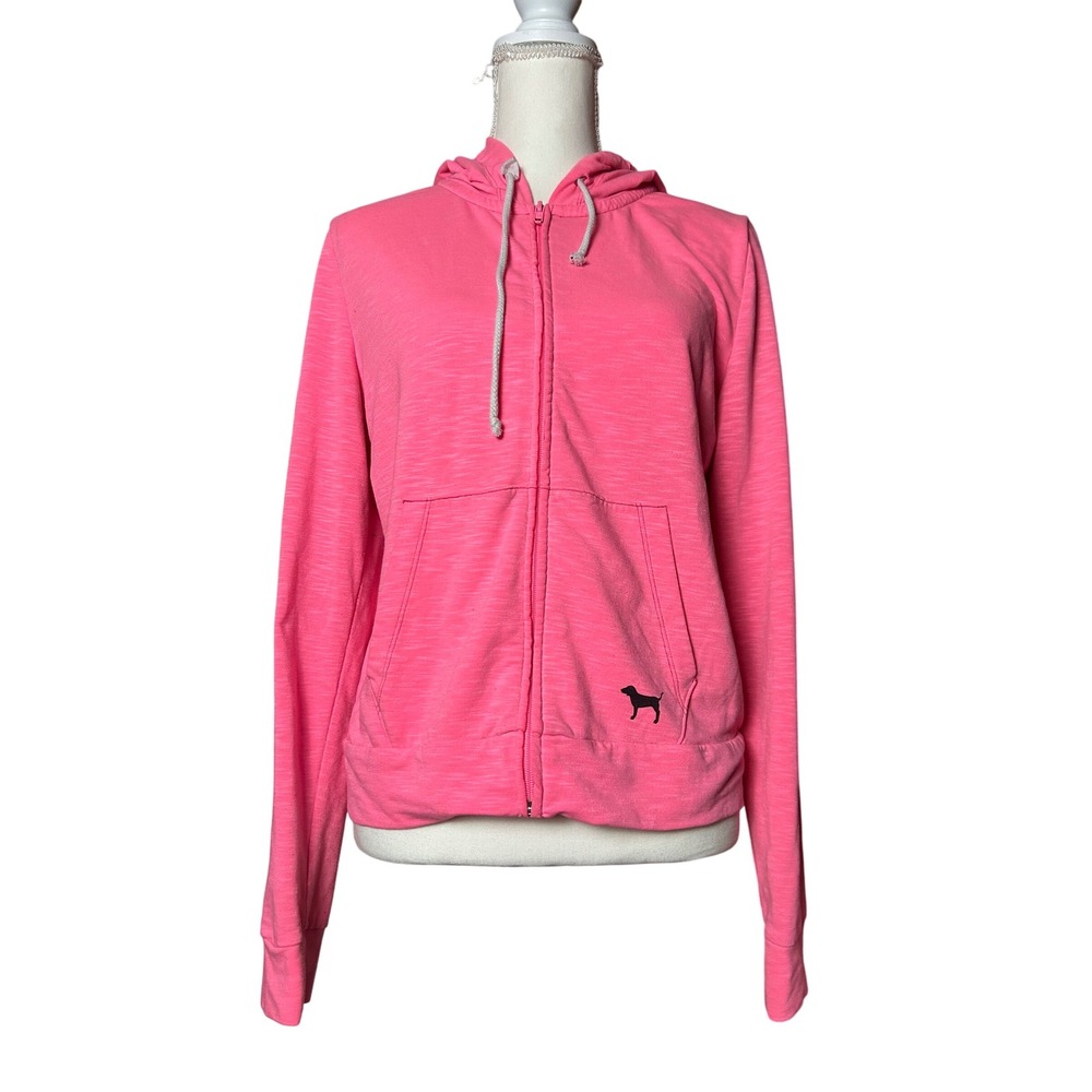 Y2K‎ Style PINK Victoria's Secret Full Zip Hoodie Sweatshirt Dog Logo Girly Chic